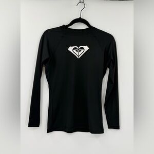 Roxy Black Long Sleeve Rash Guard Top Youth XL 
Surf Swim Athletic Logo Tee